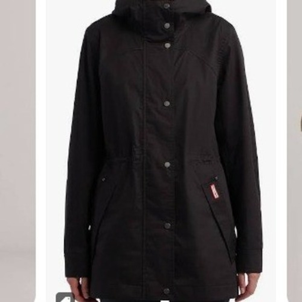 Hunter Adela Rain Jacket Women's Black Hooded Waterproof Coat NEW Size Small